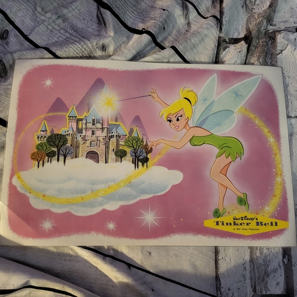Rare Vintage 1960's Disney placemat Tinkerbell set of 2 - Picture 1 of 5